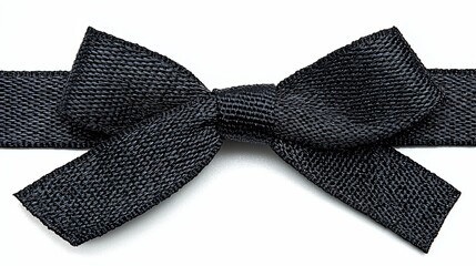 Elegant black ribbon tied in bow isolated on white background.