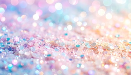 虹色のパステルカラーのグリッターラメが光る背景。AIで生成	