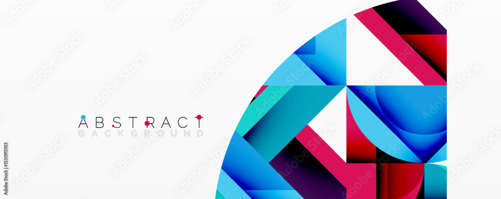 Poster bright geometric shapes overlap, creating vibrant abstract background. colors blend smoothly, offeri