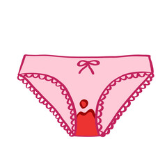 culotte rose avec de la dentelle tache de sang