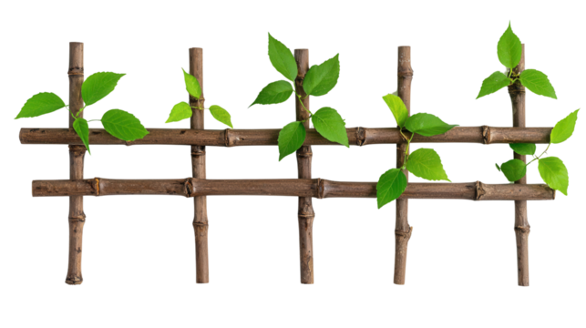 Lush green plants and leaves flourishing on a weathered wooden fence showcasing the beauty of sustainable eco friendly environments