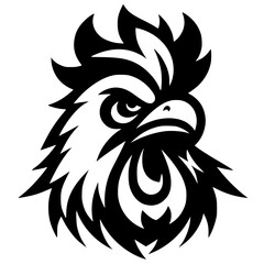 Silhouette of an angry rooster
