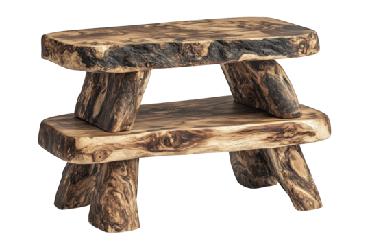 Raw wood stool with organic, unique top and bottom
