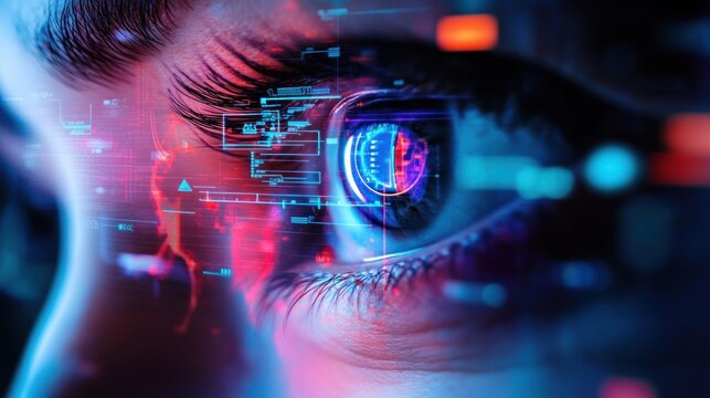 Close-up eye with digital overlay