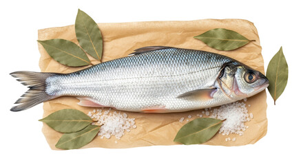Isolated Fish with Bay Leaves