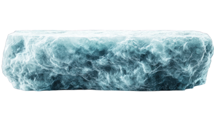 Rectangular ice block with cloudy texture