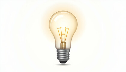 Illuminated Light Bulb on White Background Idea Generation