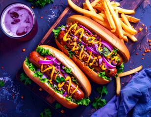 Wege hot dog z kiełbaską z soczewicy, musztardą Dijon i czerwoną cebulą