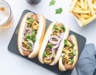 Wege hot dog z kiełbaską z soczewicy, musztardą Dijon i czerwoną cebulą