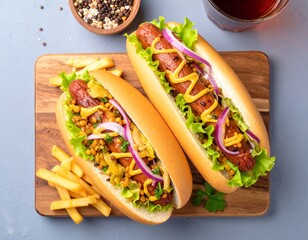 Wege hot dog z kiełbaską z soczewicy, musztardą Dijon i czerwoną cebulą