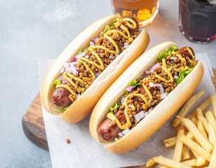 Wege hot dog z kiełbaską z soczewicy, musztardą Dijon i czerwoną cebulą