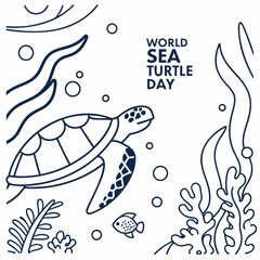 Obraz premium World Sea Turtle Day Vector Ocean Conservation Art