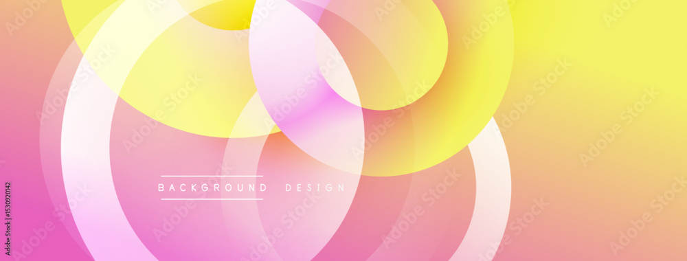 Poster Abstract colorful background. Overlapping circles create dynamic gradient effect. Soft pinks, yellows, purples blend seamlessly. Modern design element.