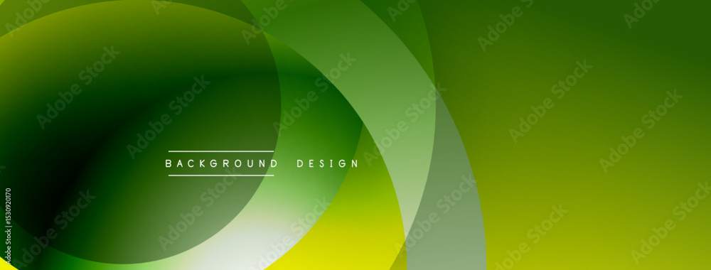 Poster Abstract green background. Overlapping circles create dynamic visual effect. Modern design elements present smooth gradients.