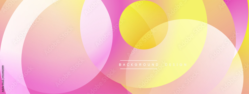Poster abstract circles overlap, creating gradient effect. pink, yellow hues dominate design. modern, vibra