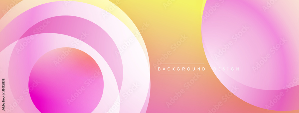 Poster abstract background features overlapping circles, gradient colors. yellow, orange, pink hues create 