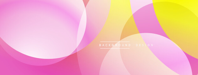 Abstract background features overlapping pink, yellow circles. Gradient colors create soft, modern visual effect. Simple text reads background design.