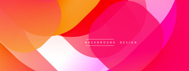 Abstract vibrant layers blend. Orange, red, pink hues create modern background. Text reads background design. Smooth gradients dominate composition.