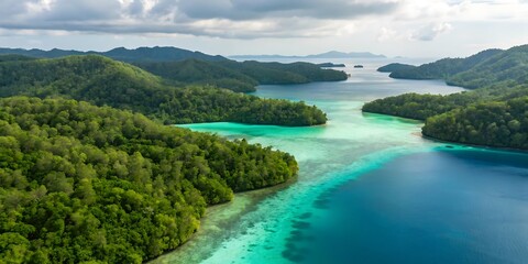 Lush Tropical Islands and Turquoise Waters, a Stunning Aerial View