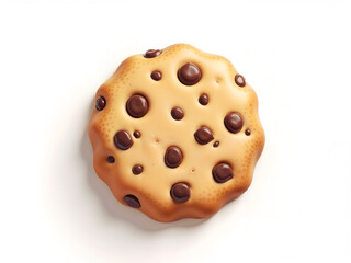 Fototapeta premium Tasty chocolate chip cookie icon in top view, great for snack, dessert, and food-related designs. Generative AI