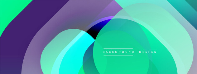 Abstract flowing shapes, vibrant colors blend. Modern design, gradient layers create dynamic visual effect. Turquoise, purple hues dominate composition.