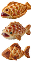 Colorful Fish-Shaped Pastries on White Background for Food Photography