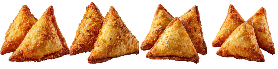 Golden Brown Crispy Triangular Snack on a White Background