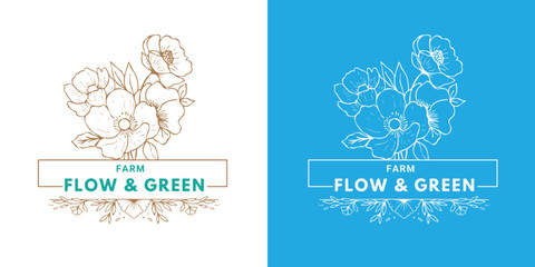 Botanical monoline logo featuring foliage and herbal decorative elements