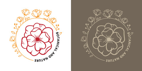 Vintage plant logo with natural leaves for eco-friendly business branding