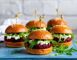 Mini burgery w stylu gourmet – z burakiem, rukolą i kozim serem
