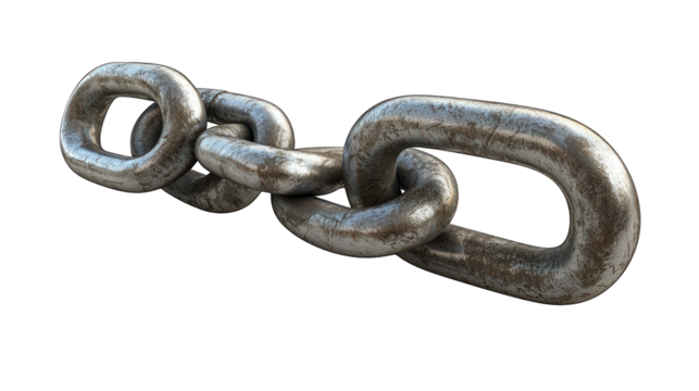 Rustic metal chain links on black. Detailed and textured