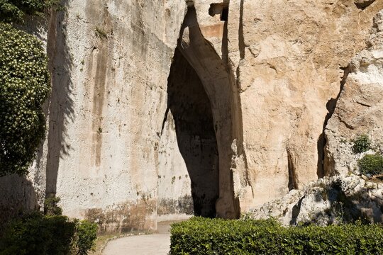 Cave of the Ear of Dionysus, Archaeological Park of Neapolis in Syracuse, Sicily. UNESCO World heritage. Italy. Europe.