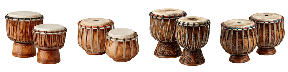 Diverse Handcrafted Drums for Musical Performances and Cultural Events