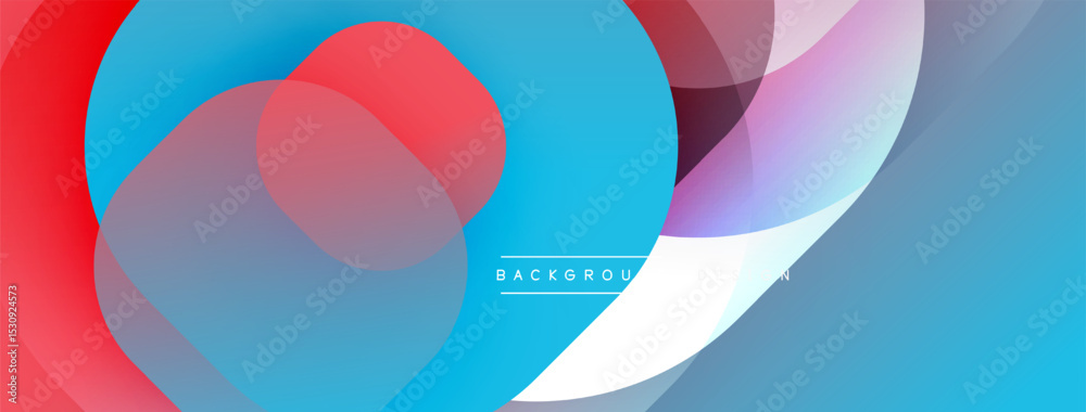 Poster abstract fluid shapes overlap, creating vibrant color gradients. blue, red, purple hues dominate des