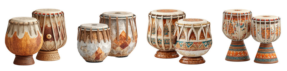 Colorful Handcrafted Drums with Intricate Designs and Patterns