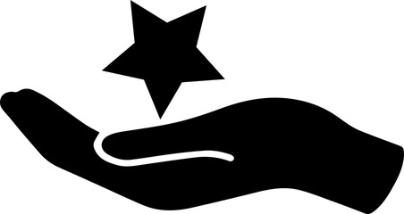 black silhouette of a hand with a star