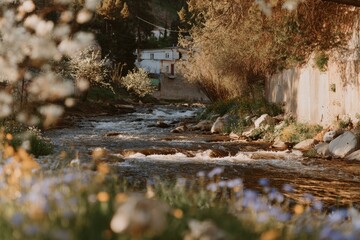 Fototapeta na wymiar The drought water canal is a result of natural disasters that occur during the dry season