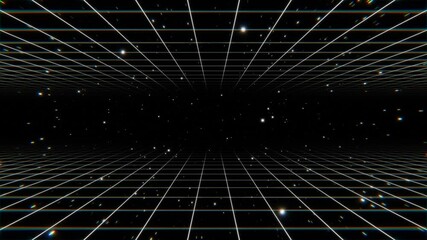 futuristic neon grid with glowing particles technology loop animated background - Powered by Adobe
