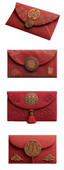 Elegant Red Envelopes with Traditional Chinese Designs and Patterns