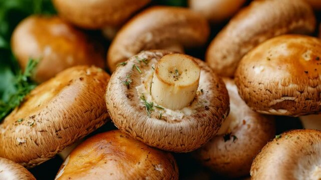 Fresh mushroom caps filled with savory garlic paste, perfect for appetizers or side dishes.
