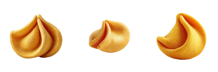 Three Unique Fortune Cookies on Transparent Background for Decor