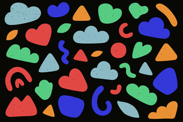 Cloud Playful Abstract Shapes on Black Background