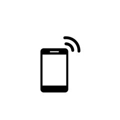 Black smartphone illustration with ringing signal icon  
