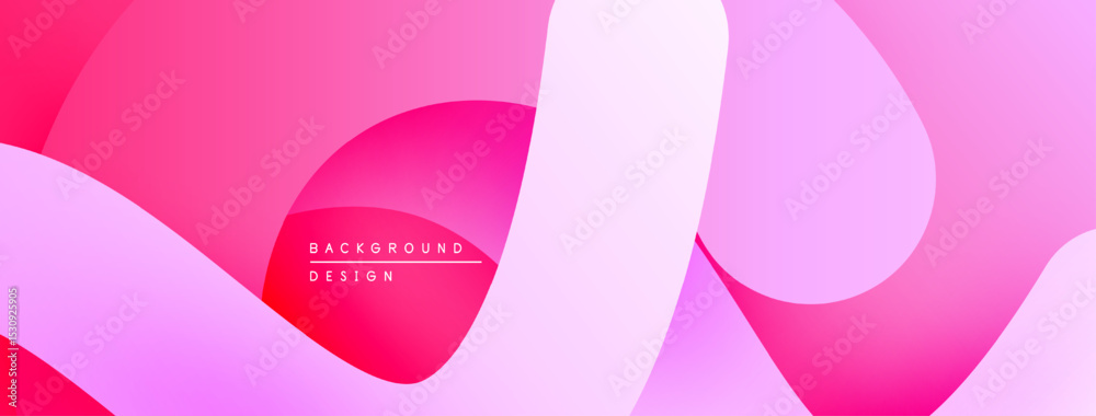 Poster Abstract pink background. Overlapping shapes create dynamic visual effect. Smooth gradients offer modern aesthetic.