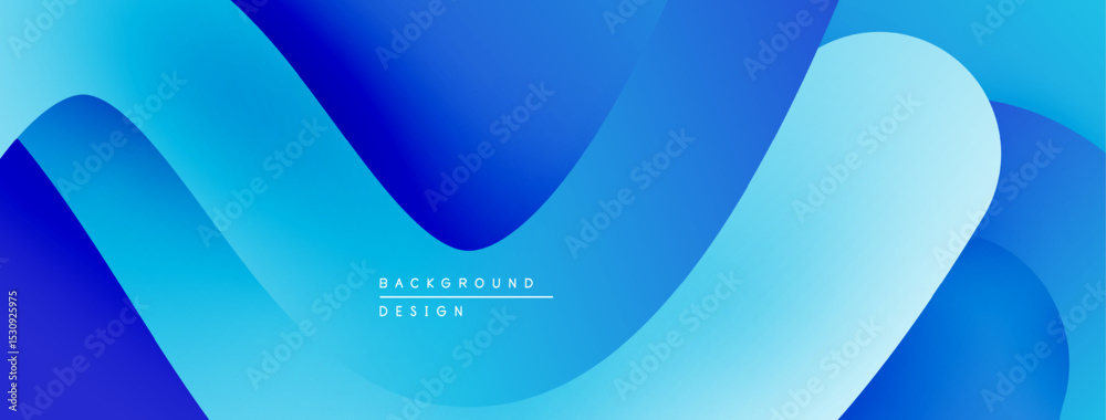 Poster Abstract blue waves create dynamic background. Smooth gradients suggest movement, depth, modern aesthetic. Minimalist design.