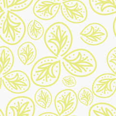 Seamless floral pattern, colorful ditsy print, abstract ornament in retro folk motif. Pretty decorative art botanical design of hand drawn large, small flowers, leaves, wild herbs. Vector illustration