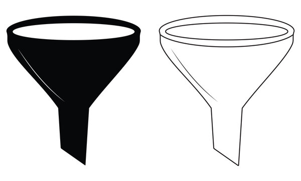 Filter icon, funnel icon vector design. Silhouette of outline filter or funnel design of glyph style. Filter design for app, logo, web, UI, UX. Vector illustration.