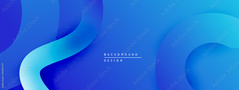 Poster Abstract blue background. Smooth curves create dynamic layers, modern design. Minimalist aesthetic, suitable for digital projects.