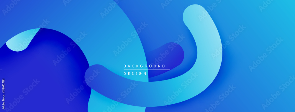 Aufkleber Abstract blue layers create dynamic flow. Smooth shapes overlap, forming modern background design. Gradient shades add depth.