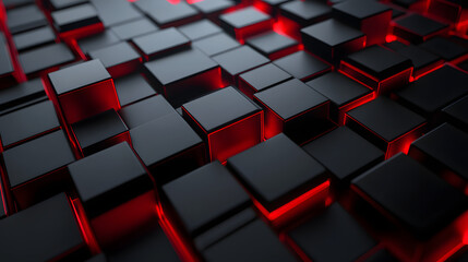 Fototapeta premium 3d rendering of black and red abstract geometric background. Scene for advertising, technology, showcase, banner, game, sport, cosmetic, business, metaverse. Sci-Fi Illustration. Product display